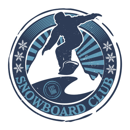 Badge theme snowboard in grunge style for your design, print in the press and T-shirts, the Internet.のイラスト素材