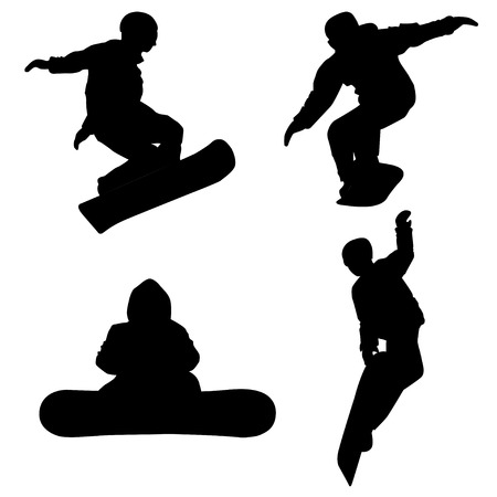 Set of silhouettes of snowboarders for your design, print and internetのイラスト素材