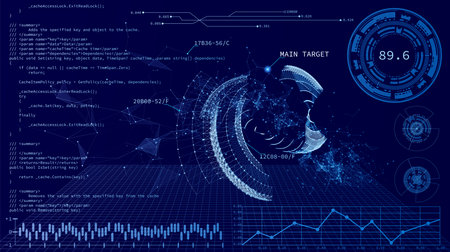 HUD UI. Abstract virtual graphic touch user interface. UI hud infographic. Technology background.のイラスト素材