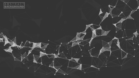 Design of an abstract background surface of lines of points and triangles. Plexus design. Vector illustrationのイラスト素材