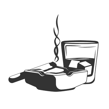 Whiskey and cigar.のイラスト素材