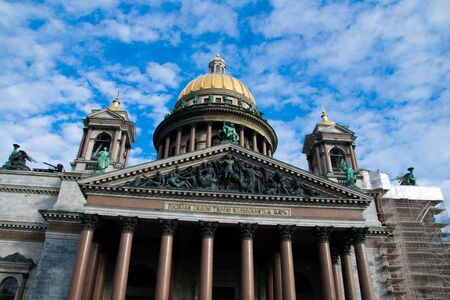 Isaakievsky cathedral. Bottom view. Cloudy skyの写真素材