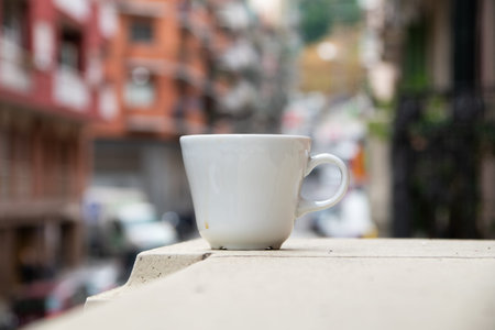 Cup of coffee on the balcony