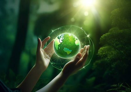 Eco-Friendly Technology in Sunlit Harmony (AI Generated)の素材