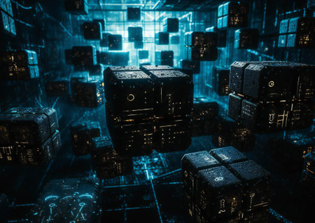 Cubo-Futuristic Digital Codes in a Mysterious Cyber World (AI Generated)の素材