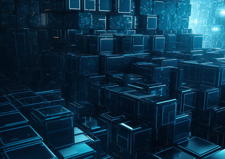 Mysterious Blue Blocks in an Enigmatic World (AI Generated)の素材
