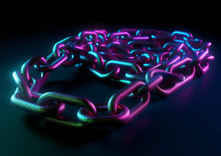 Ultraviolet-Inspired 3D Digital Chain Artwork (AI Generated)の素材