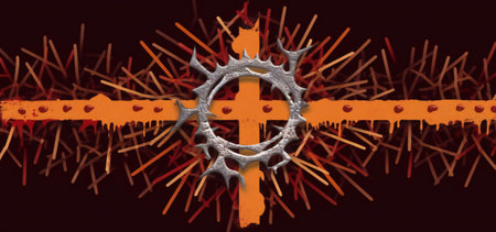 Deconstructed Regal Cross Amidst Labor Imagery (AI Generated)の素材