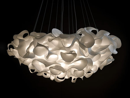 Atmospheric Kinetic Pendant Lamp Installation (AI Generated)の素材