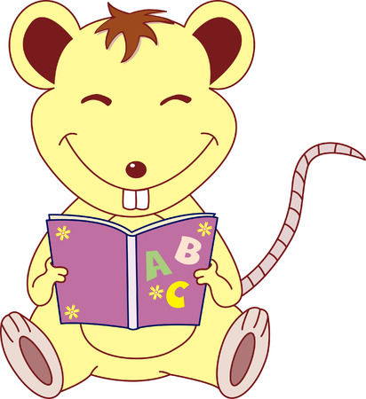 a mouse reading a bookのイラスト素材