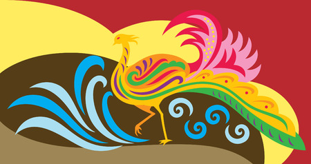an abstract of a decorative phoenixのイラスト素材