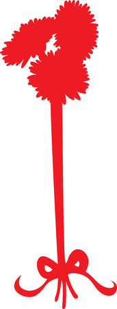 A decorative silhouette of three flowers bind together with a ribbon.のイラスト素材