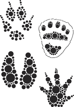 Animal foot print illustrate with black dot.のイラスト素材