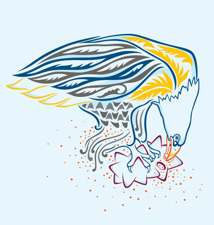 eagle holding a star, biting part of it off and spread out the star sandのイラスト素材