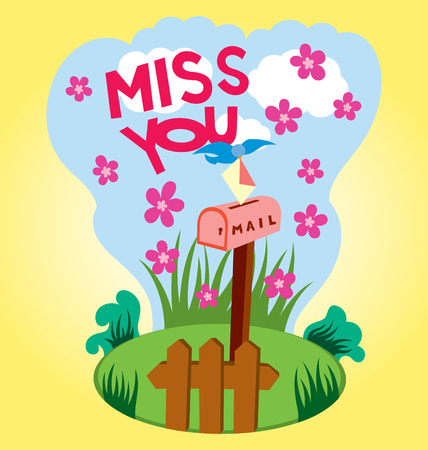 A bird putting an envelope into a letter box, illustrated with のイラスト素材