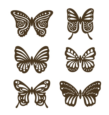 Set of decorative butterfly, decorated with organic shape papercut style.のイラスト素材
