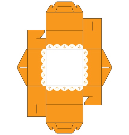 A template of a small square cake box, decorated with simple flower at the bottom of the box のイラスト素材