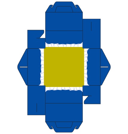 A template of a square cake box, decorated with simple illustration of paper cup at the bottom of the box のイラスト素材