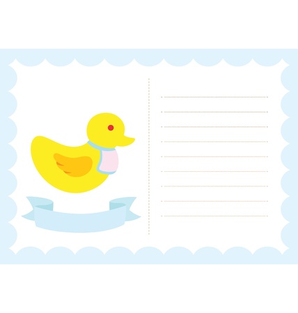 A template of little chick, display in a postcard combination, great for baby project, a little sign space for baby name.のイラスト素材