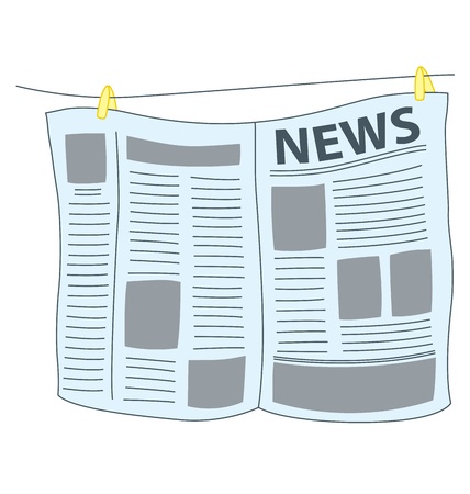 An open newspaper being hang with clipper.のイラスト素材