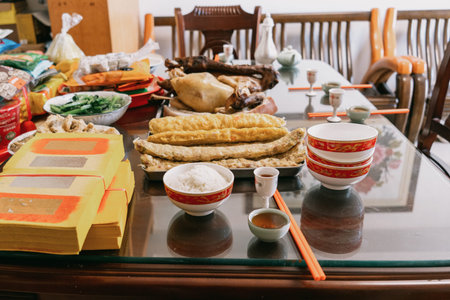 Traditional food on the table in a restaurant, Japan