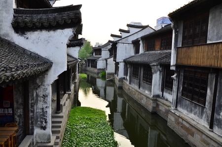 The scenery of Yuehe ancient town at Jiaxing, China.のeditorial素材