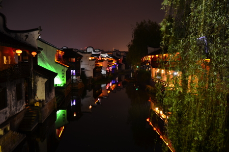 The scenery of Yuehe ancient town at Jiaxing, China.のeditorial素材