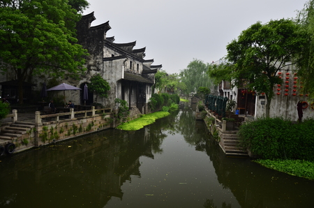 The scenery of Yuehe ancient town at Jiaxing, China.のeditorial素材