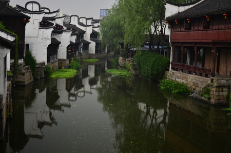 The scenery of Yuehe ancient town at Jiaxing, China.のeditorial素材