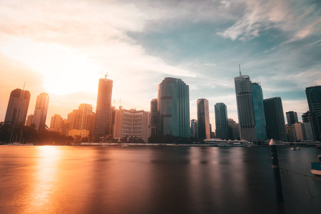 The sunset behind the building