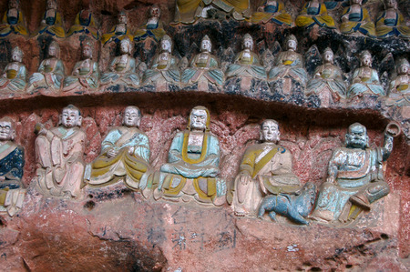 Cliff stone carvings in ancient Chinaの写真素材