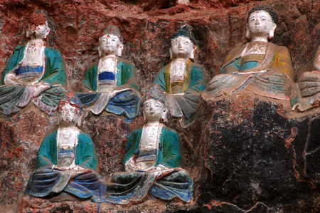 Cliff stone carvings in ancient Chinaの写真素材