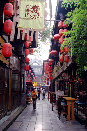 Ancient town in chengdu のeditorial素材