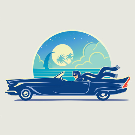 Girl in carのイラスト素材