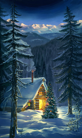 Christmas. New Year winter landscape.の写真素材