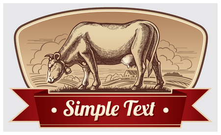 Graphic cow. Label design.のイラスト素材