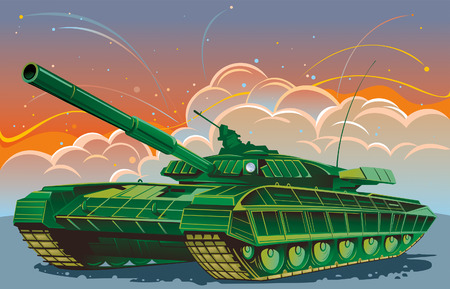 Tank, against the backdrop of fighting.のイラスト素材