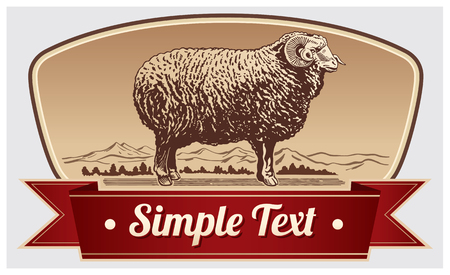 Graphical Ram, Sheep. Label lamb.のイラスト素材