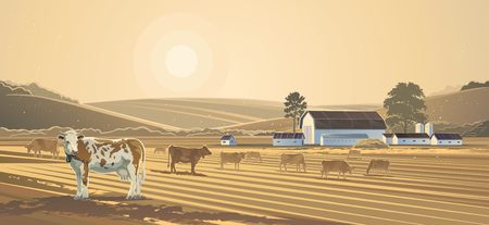 Rural landscape. Farm.のイラスト素材