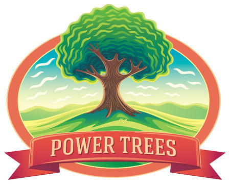 tree in frame and tape design with the words. Nature landscape with tree.のイラスト素材