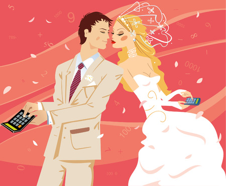 Wedding by calculation. Vector illustration.のイラスト素材