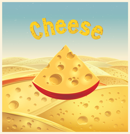 A piece of cheese is made of pieces of cheese. Vector illustration.のイラスト素材