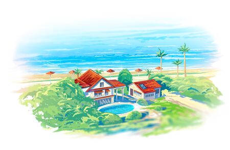 Summer landscape with the sea.の写真素材