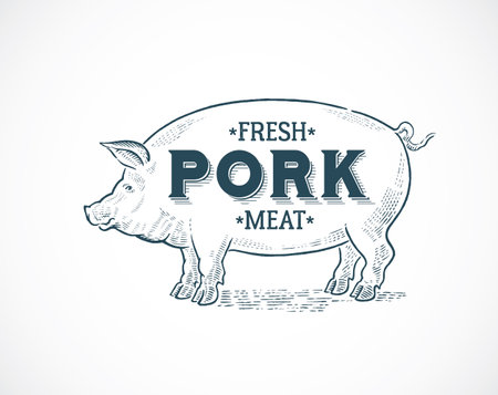 Piglet drawn in a graphic style, with a thematic inscription. (Is possible used as a layout for a label).のイラスト素材