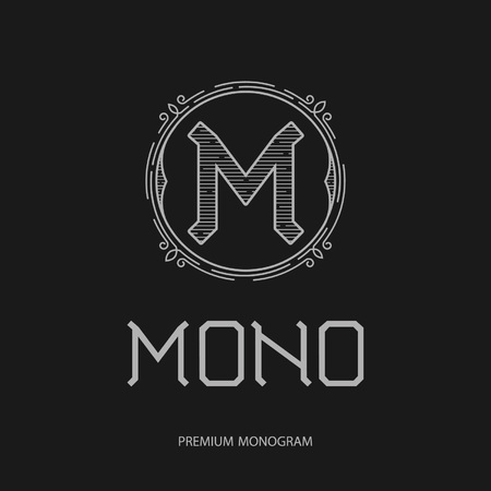 Elegant vintage monogram, logo, emblem, template or identity sign.のイラスト素材