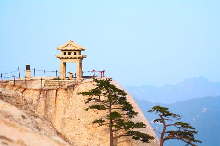 stone pagoda on the East Peak of the holy mountain HuaShan, Xi'an, Chinaの写真素材