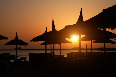 sunrise on the beachの写真素材