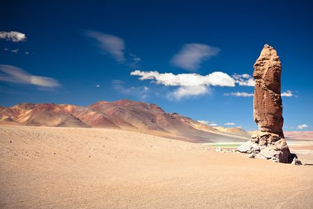 Geological monolith near Salar de Tara, Los Flamencos National Reserveの写真素材