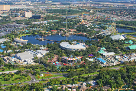 ORLANDO, FLORIDA, USA - NOVEMBER 13, 2007 - Aerial view of the one of seventh-most visited amusement park in the United States on November 13, 2007 in Orlando, Florida, USAのeditorial素材