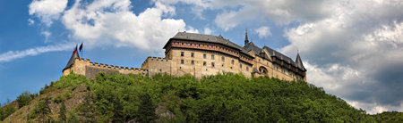 Karlstejn, Czech Republic - June 5, 2011: panorama of royal castle Karlstejn, Czech Republicのeditorial素材